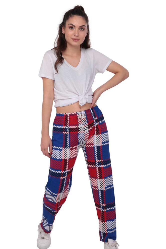 Striped Viscose Straight Cut Woman Pants | Blue