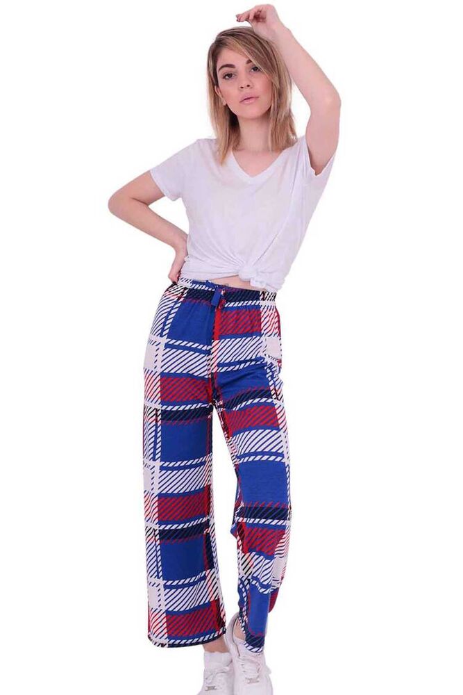 Striped Wide Leg Woman Pants | Blue