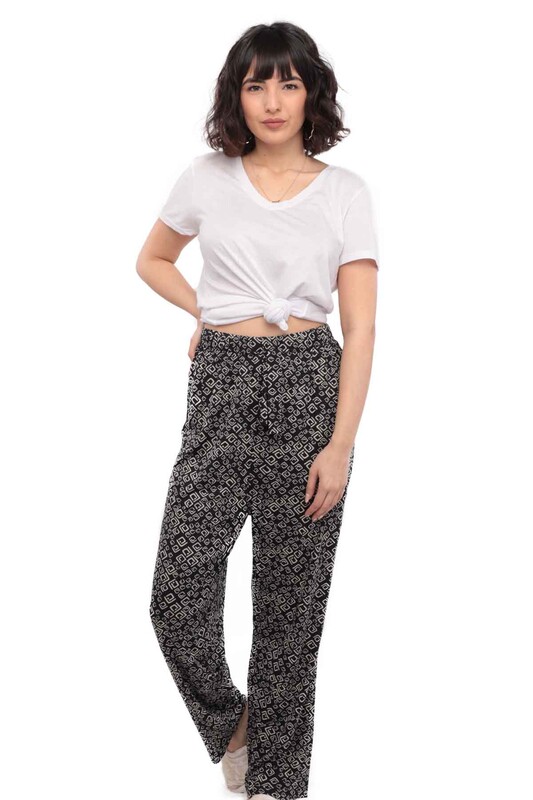 Viscose Plus Size Woman Pants with Pockets 1012 | Black - Thumbnail