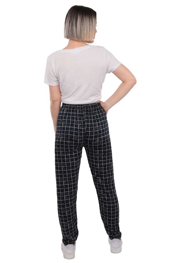 Square Patterned Viscose Woman Pants | Ultramarine