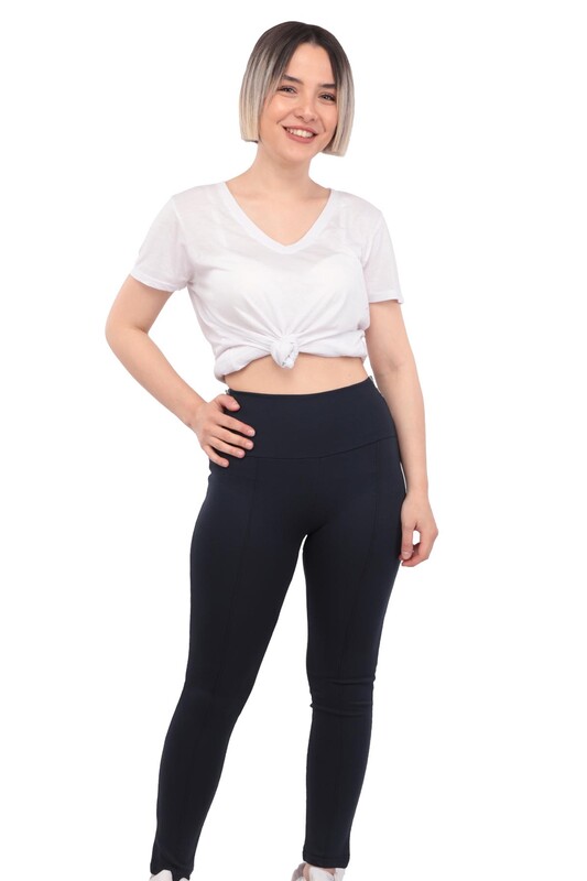 SİMİSSO - Zippered Waist Plus Size Woman Leggings | Ultramarine
