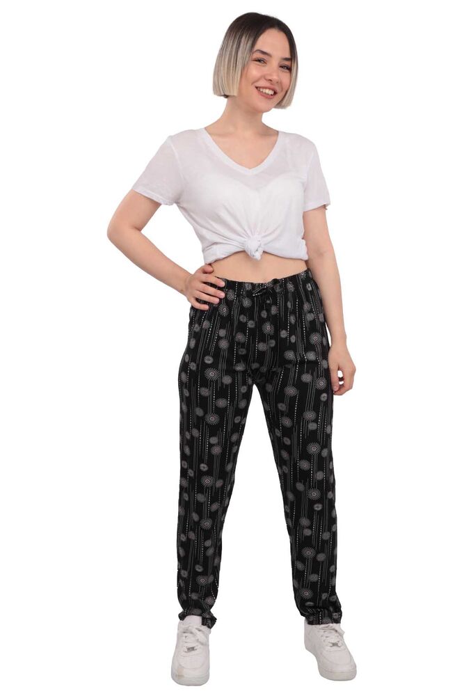 Striped Woman Viscose Pants | Black