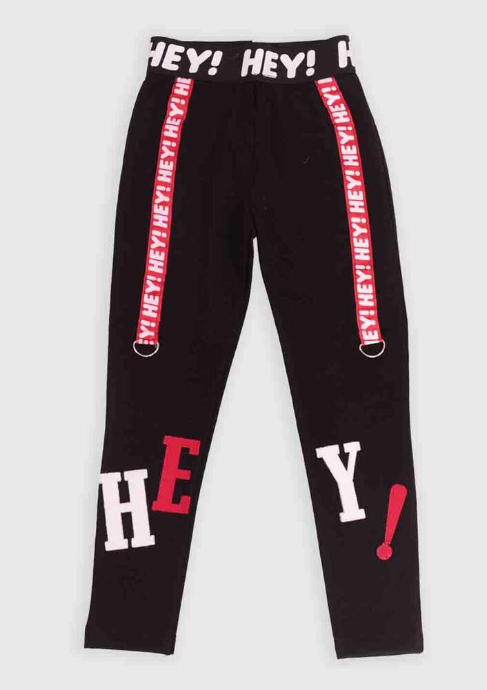 Red Stripped Girl Leggings | Black