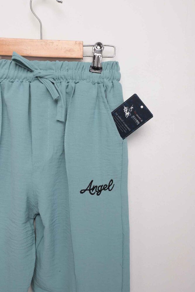 Letter Printed Girl Pants | Sea Green