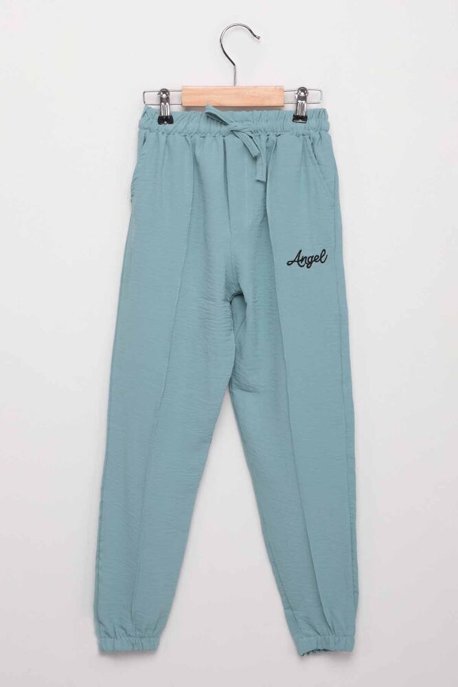 Letter Printed Girl Pants | Sea Green