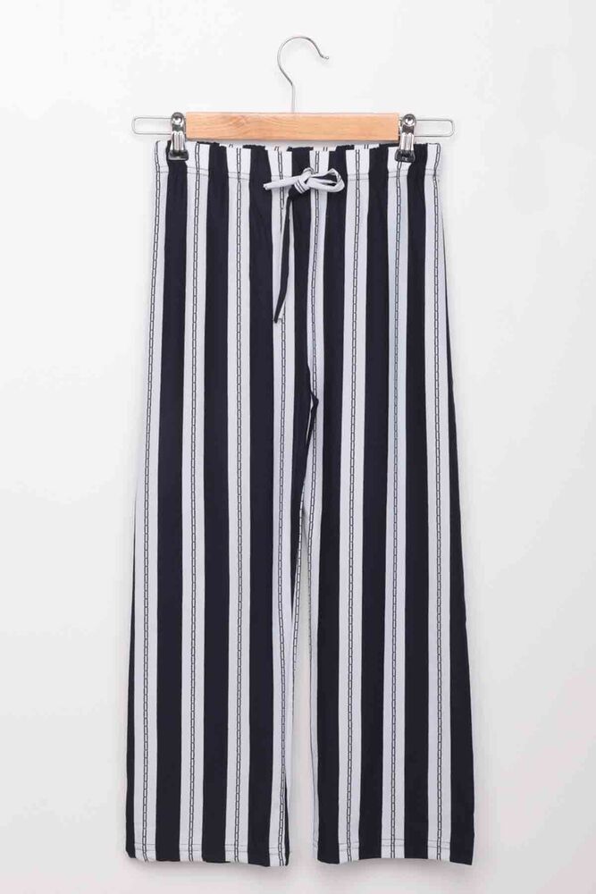 Elastic Waist Wide Leg Girl Pants | Navy Blue