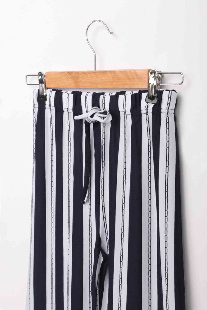 Elastic Waist Wide Leg Girl Pants | Navy Blue