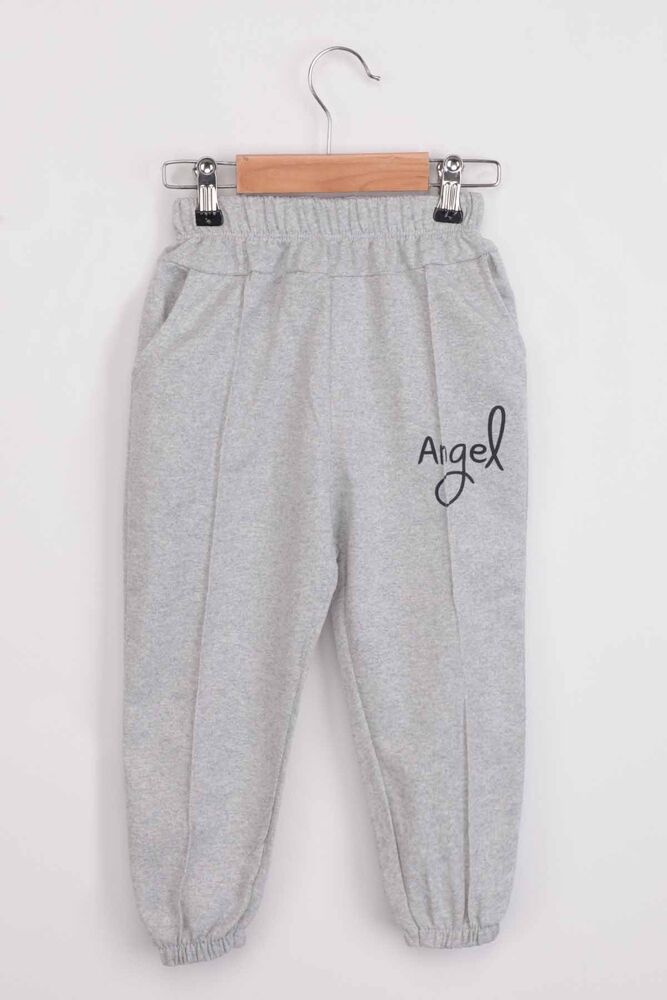 Letter Printed Girl Pants | Gray