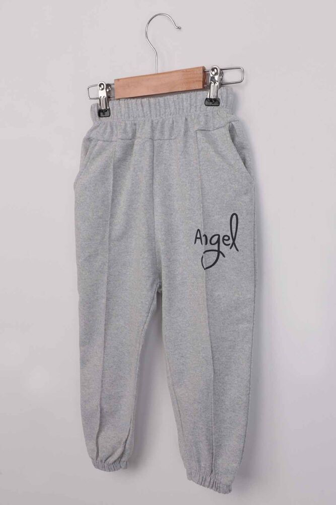 Letter Printed Girl Pants | Gray
