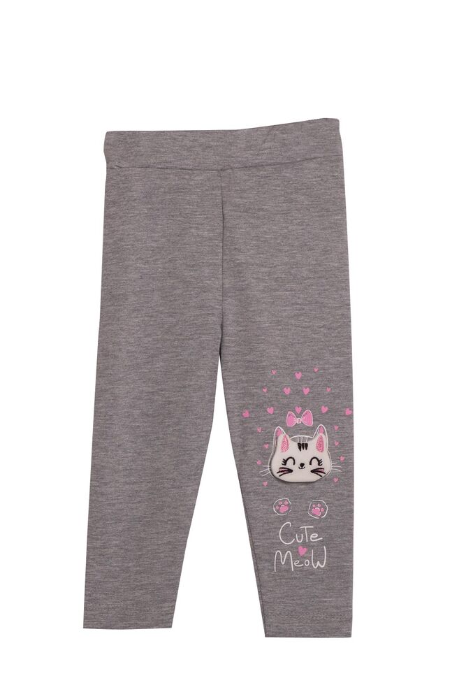 Cat Printed Girl Leggings 3866 | Gray