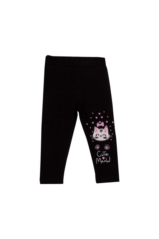 TİMİ KİDS - Cat Printed Girl Leggings 3866 | Black