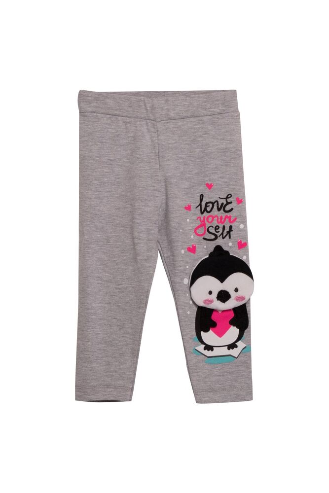 Penguin Printed Girl Leggings 3900 | Gray