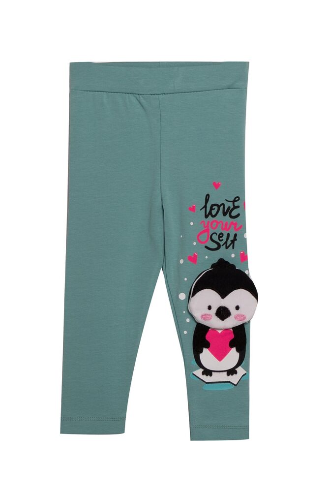 Penguin Printed Girl Leggings 3900 | Sea Green