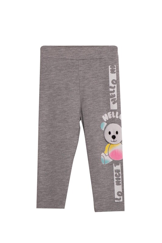 TİMİ KİDS - Teddy Printed Girl Leggings 3878 | Gray