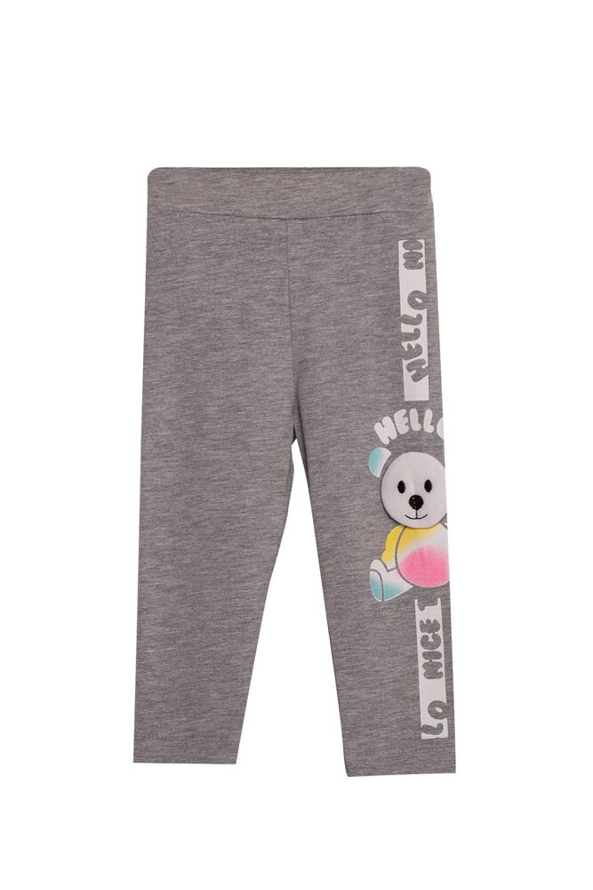 Teddy Printed Girl Leggings 3878 | Gray