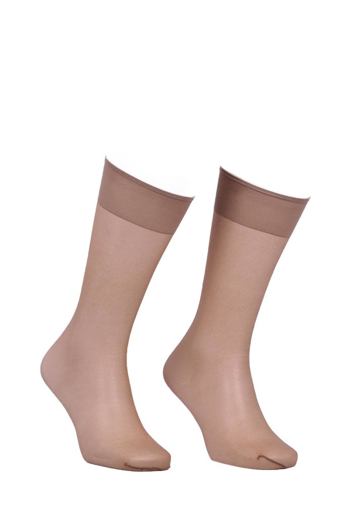 İtaliana Thin Plain Low-Knee Socks 9223 | Dark Tan