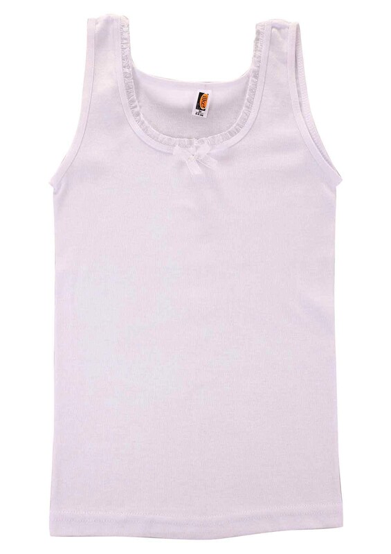 İLKE - İlke Ruffle Detailed Striped Girl Undershirt 323 | White