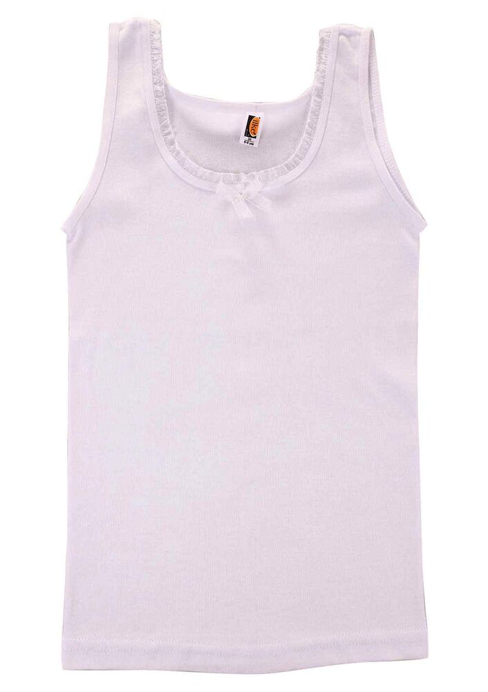 İlke Ruffle Detailed Striped Girl Undershirt 323 | White