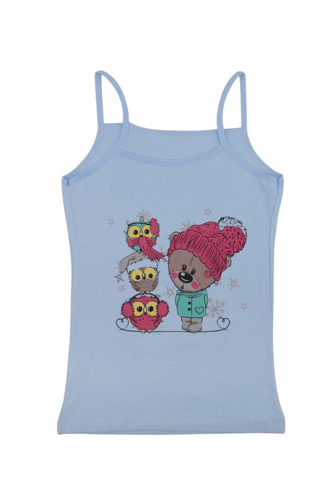 Girl Teddy Bear Printed Undershirt 3048 | Blue