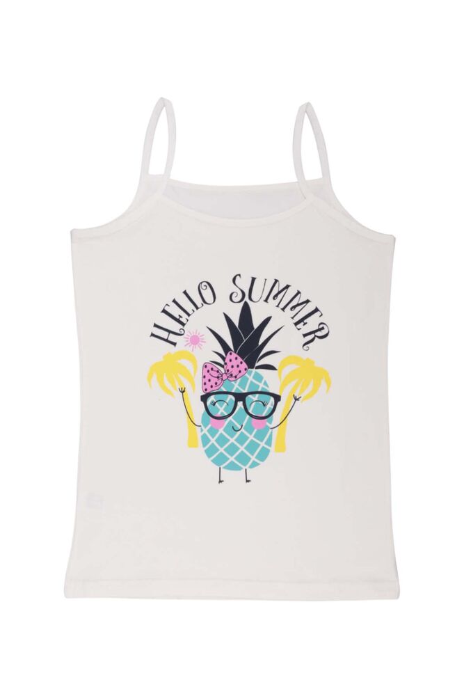 Rope Strap Pineapple Printed Girl Undershirt 3049 | Cream