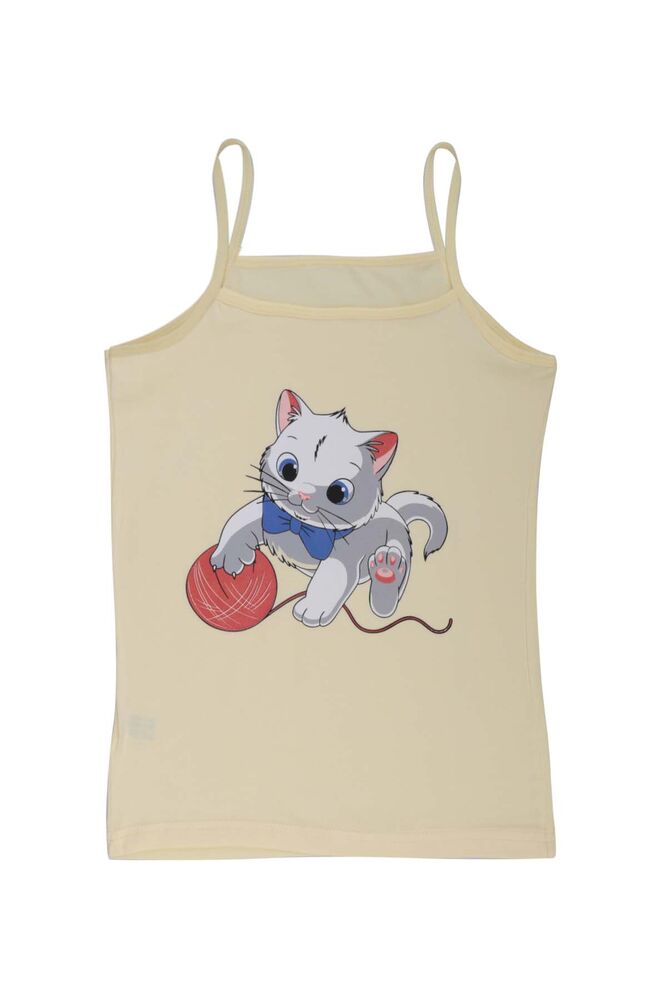 Rope Hanging Cat Printed Girl Undershirt 3048 | Yellow
