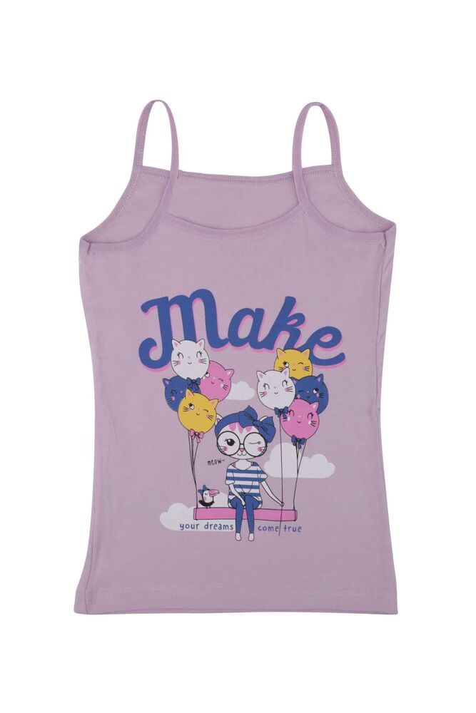 Balloon Printed Girl Undershirt with Rope Hanging 3048 | Lilac