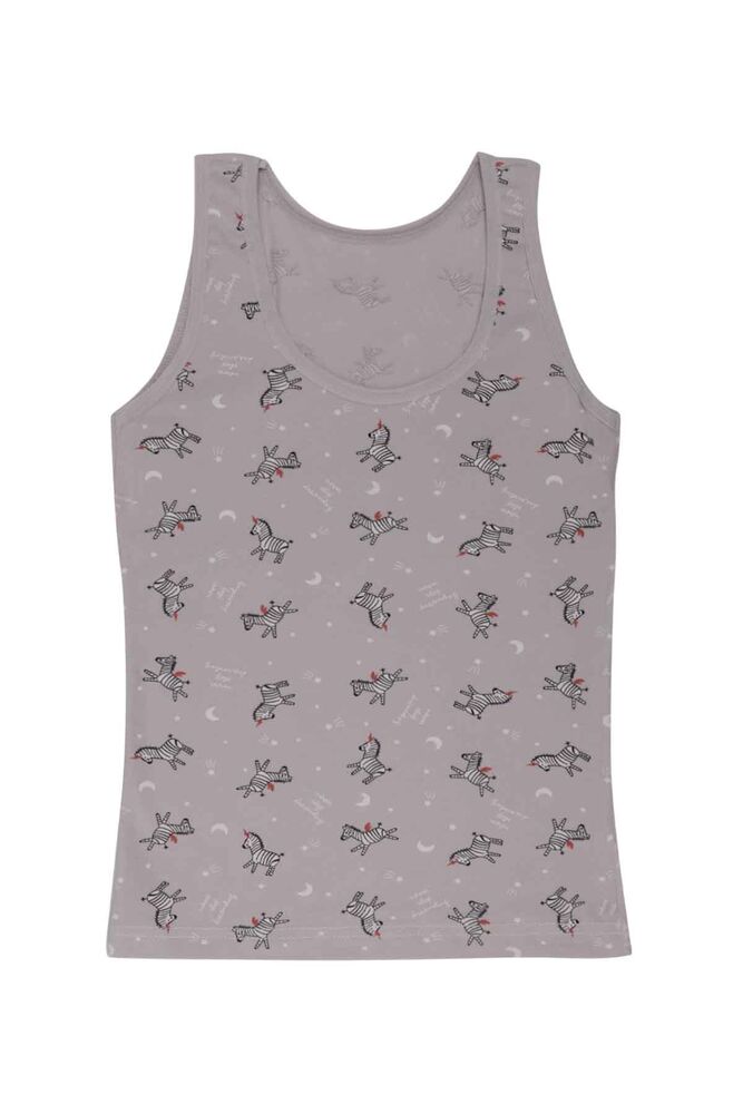 Thick Strap Zebra Printed Girl Undershirt 3412 | Grey