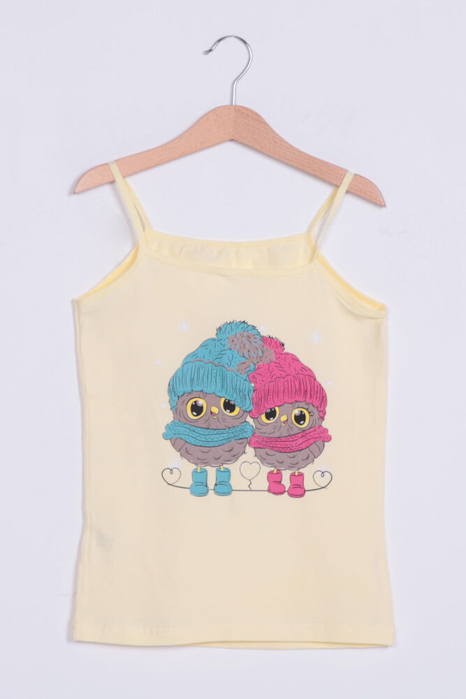 Rope Hanging Owl Printed Girl Undershirt 3048 | Yellow
