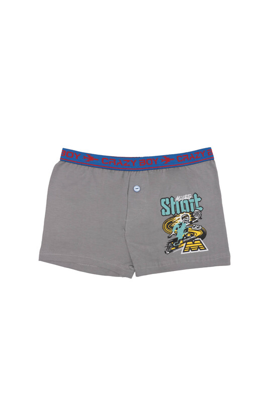 TUTKU - Tutku Text Printed Elastane Boy Boxer 253 | Grey