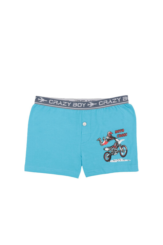 TUTKU - Tutku Motor Printed Elastane Boy Boxer 253 | Blue