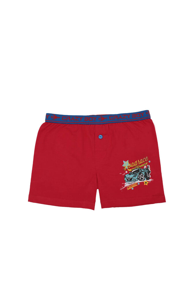 Tutku Car Printed Elastane Boy Boxer 253 | Red