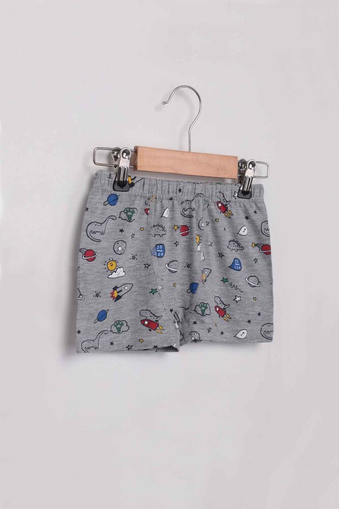 Tutku Elestan Printed Dinosaur Pattern Boy Boxer | Grey