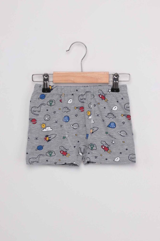 Tutku Elestan Printed Dinosaur Pattern Boy Boxer | Grey