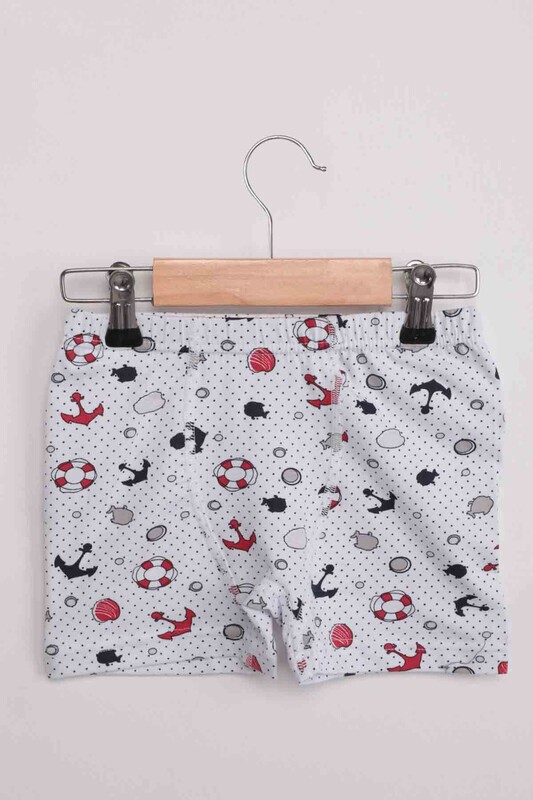 TUTKU - Tutku Elestan Printed Fish Patterned Boy Boxer | White