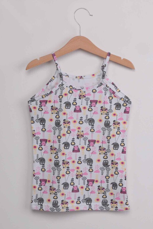TUTKU - Tutku Elestane Rope Hanging Bird Patterned Girl Undershirt | White