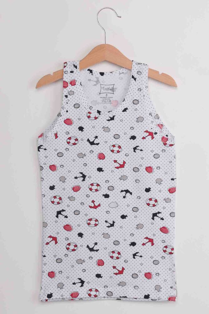 Tutku Elestan Fish Patterned Boy Undershirt | White