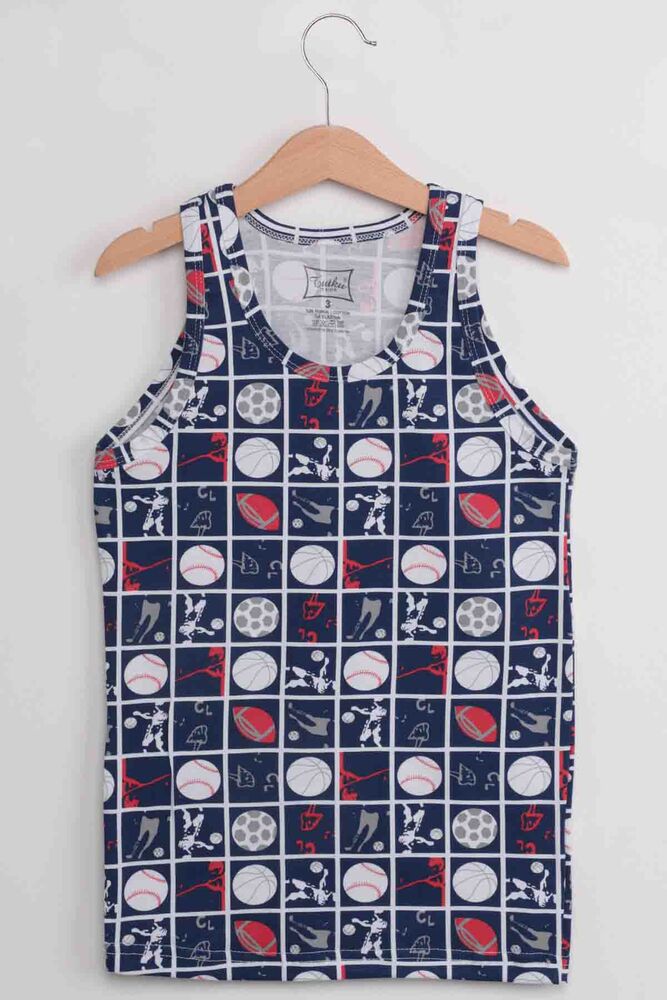 Tutku Elestan Printed Patterned Boy Undershirt | Navy blue