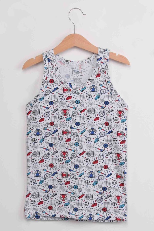 TUTKU - Tutku Elestan Top Pattern Boy Undershirt | White