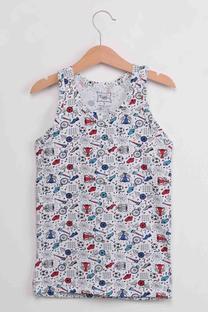 Tutku Elestan Top Pattern Boy Undershirt | White