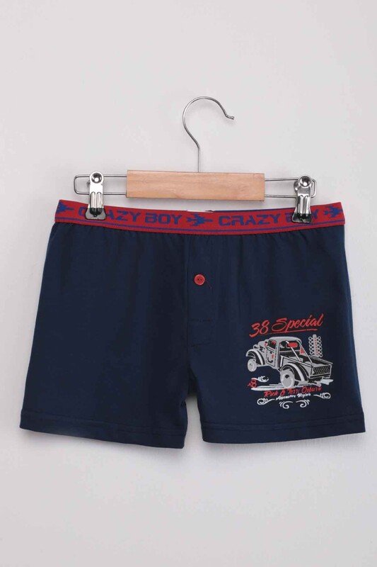 TUTKU - Tutku Special Text Printed Boy Boxer 253 | Ultramarine