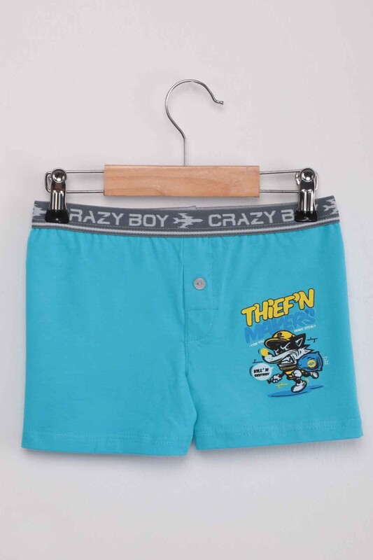 TUTKU - Tutku Thief'n Printed Boy Boxer 253 | Turquoise