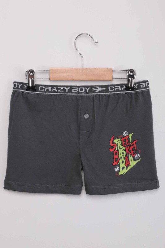 TUTKU - Tutku Basketball Text Printed Boy Boxer 253 | Smoky