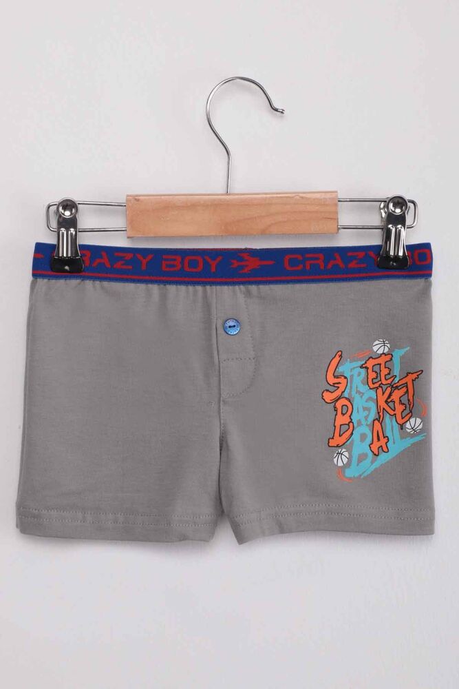 Tutku Basketball Text Printed Boy Boxer 253 | Grey
