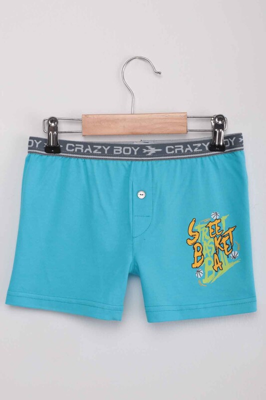 TUTKU - Tutku Basketball Text Printed Boy Boxer 253 | Turquoise