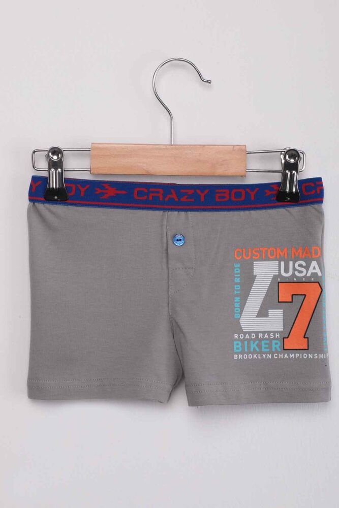 Tutku Seven Text Printed Boy Boxer 253 | Grey