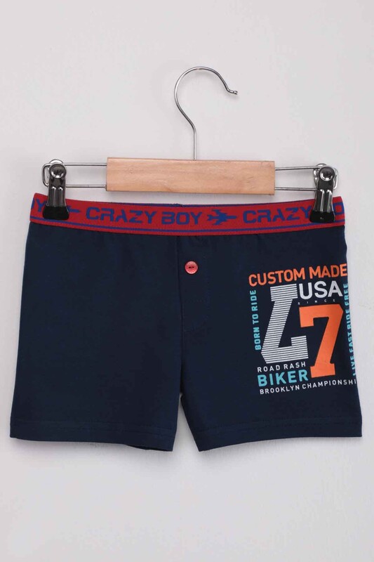 TUTKU - Tutku Seven Text Printed Boy Boxer 253 | Ultramarine