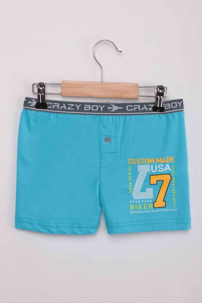 Tutku Seven Text Printed Boy Boxer 253 | Turquoise