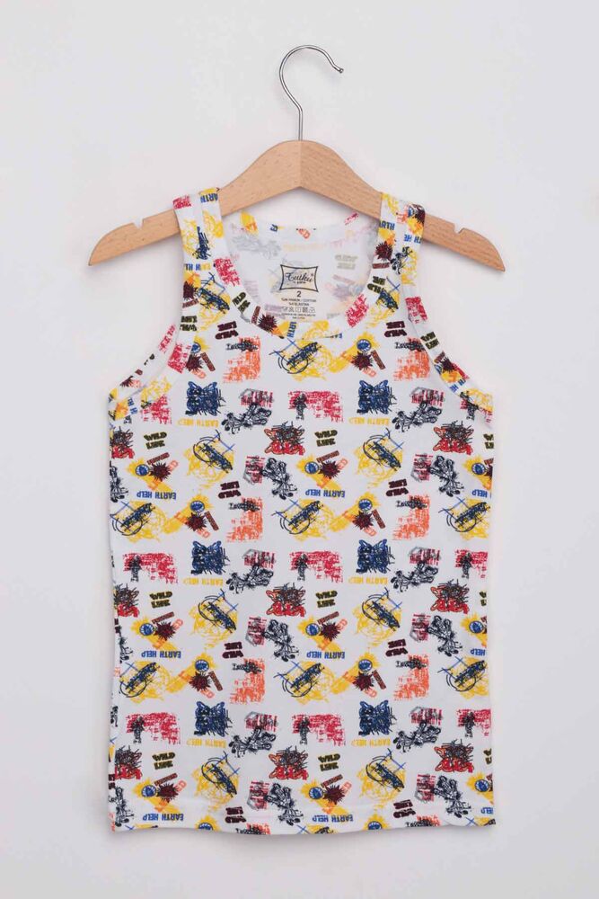 Tutku Boy Patterned Elastane Undershirt | White