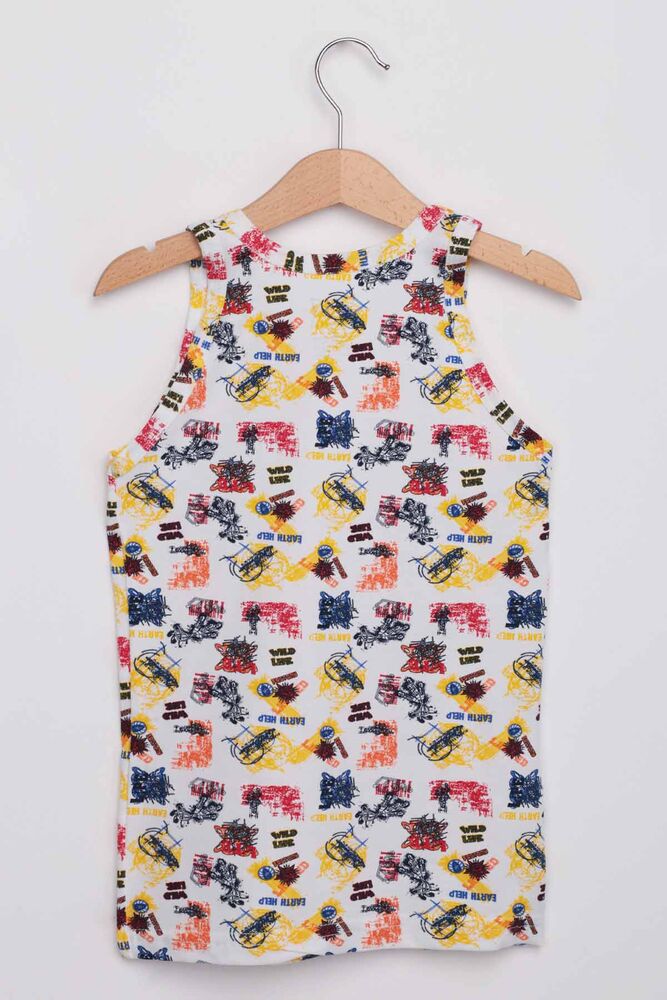 Tutku Boy Patterned Elastane Undershirt | White