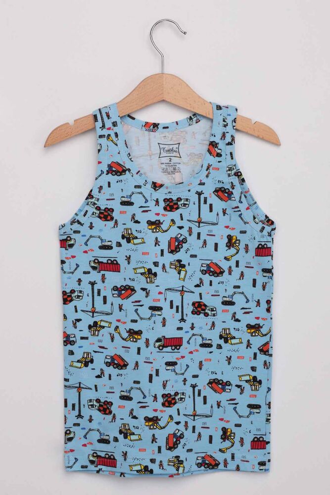 Tutku Boy Patterned Elastane Undershirt | Blue